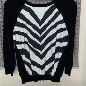 Animal print zebra mixed media sweater small